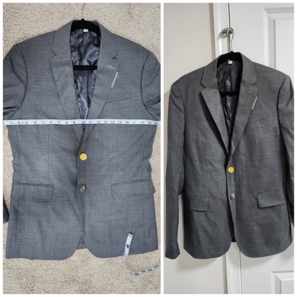 Authentic New BURBERRY Men's Gray TB Metal RUNWAY Slim Wool Blazer Jacket - Picture 7 of 13